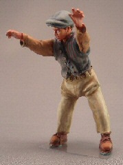 Just Plain Folk Figures Man w Both Hands Up in Air