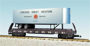 USA Trains Piggybacks Chicago Great Western - Silver w/BC Red Flatcar