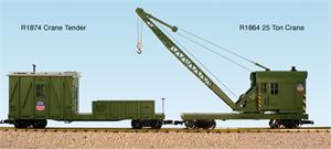USA Trains Work Train Series 25 Ton Crane Cars Great Northern (Dark Green) R1869
