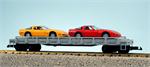 USA Trains Flat Cars Auto Pennsy Auto Flat Car - Gray w/Red & Yellow Corvettes